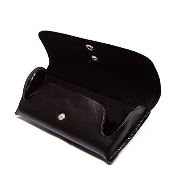 Calabria Double Snap Belt Loop Eyeglass Case PU Leather